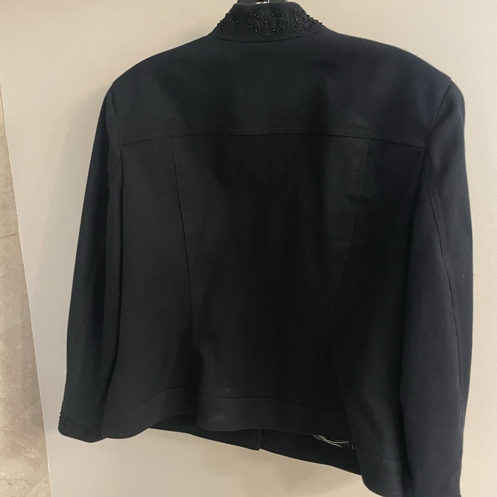Talbots Petite Black Beaded Embroidered Jean Jacket Blazer - Picture 3 of 5